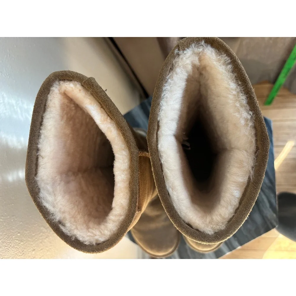 Bearpaw Tall Suede Boots Brown Winter Comfort‎ Lined Women's Size 8